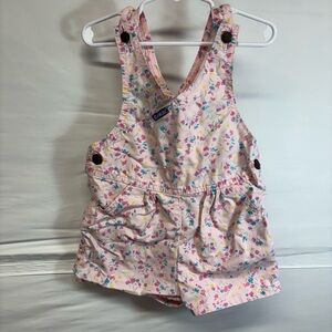 Vintage OshKosh B'gosh Vestbak Pink floral print shortalls Size 5